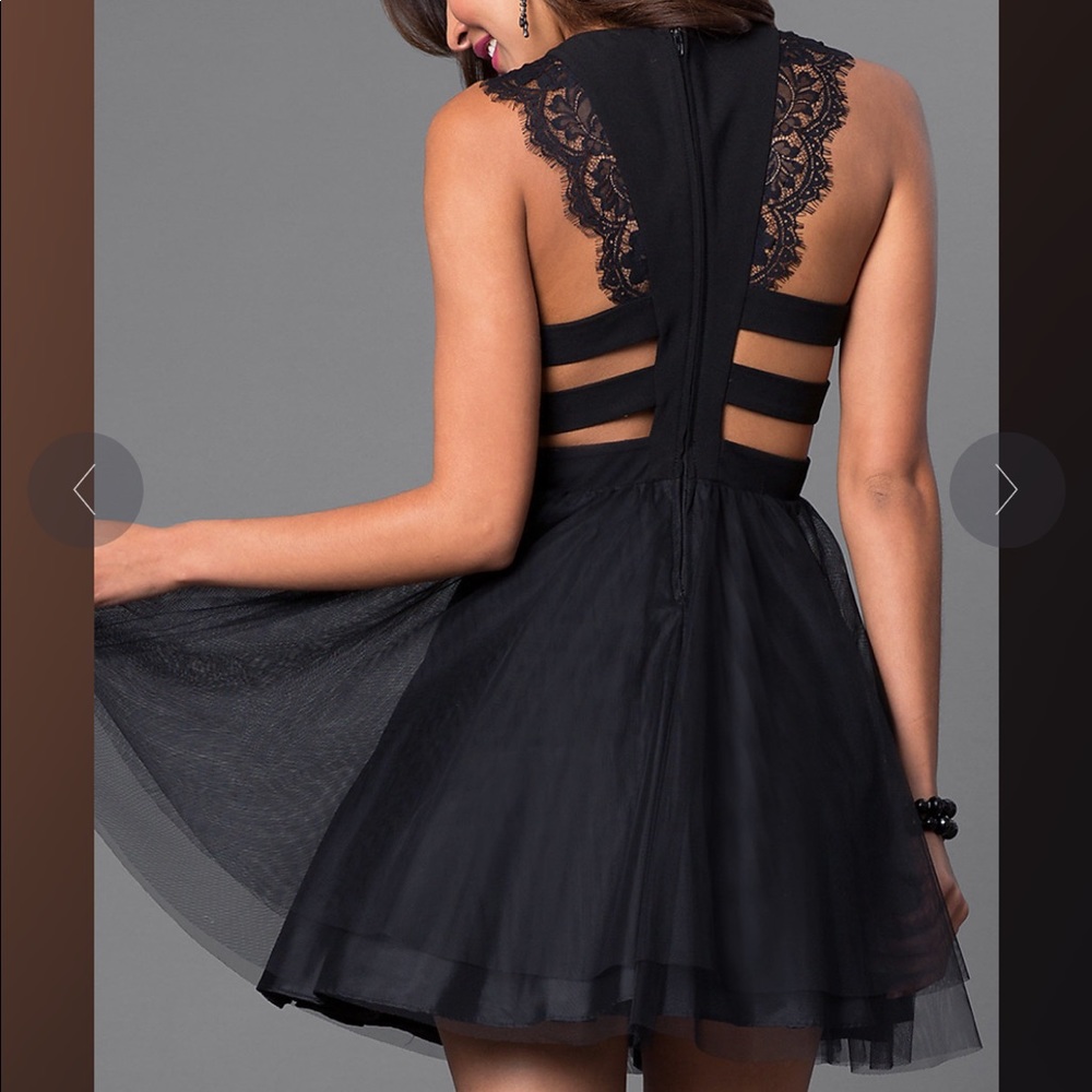 Black PromGirl Short Dress With Back Cutouts